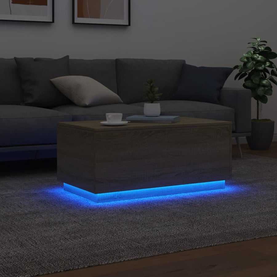 Salontafel met LED-verlichting 90x50x40 cm sonoma eikenkleurig Sonoma eiken