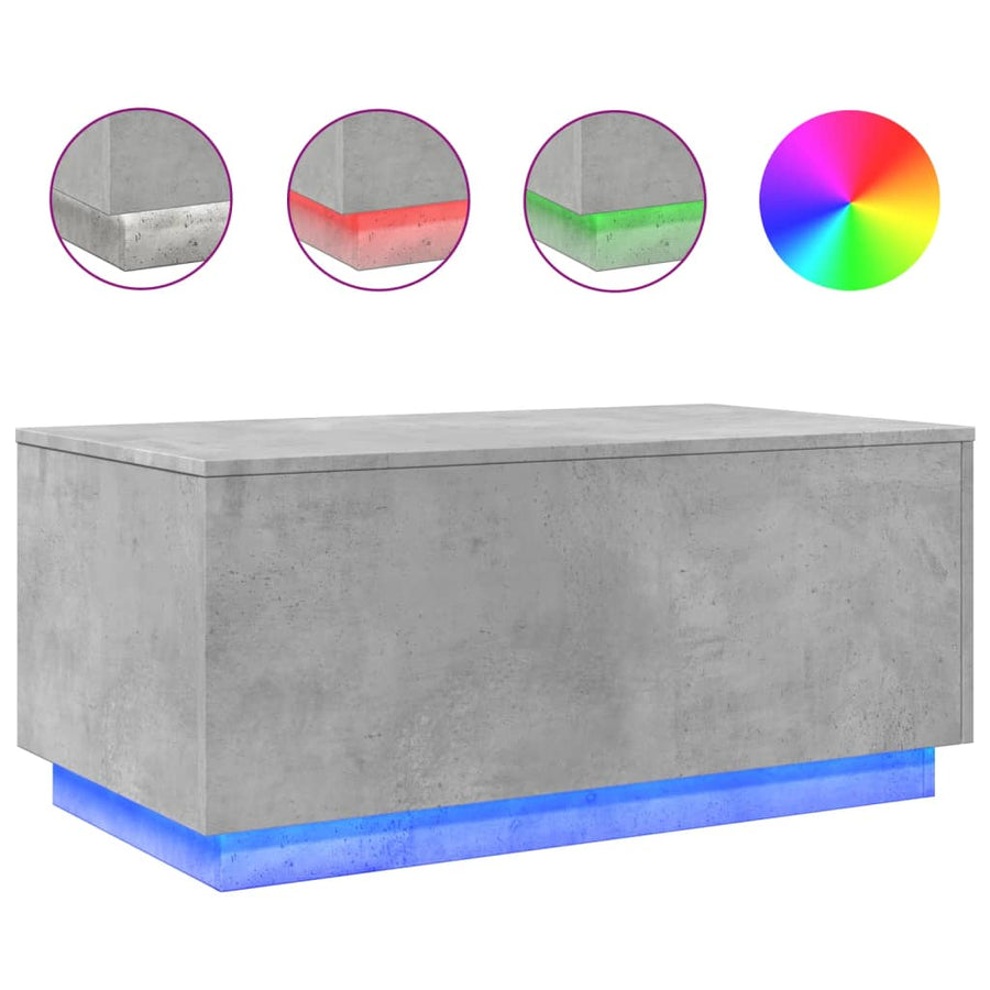 Salontafel met LED-verlichting 90x50x40 cm betongrijs Betongrijs