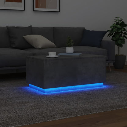 Salontafel met LED-verlichting 90x50x40 cm betongrijs Betongrijs