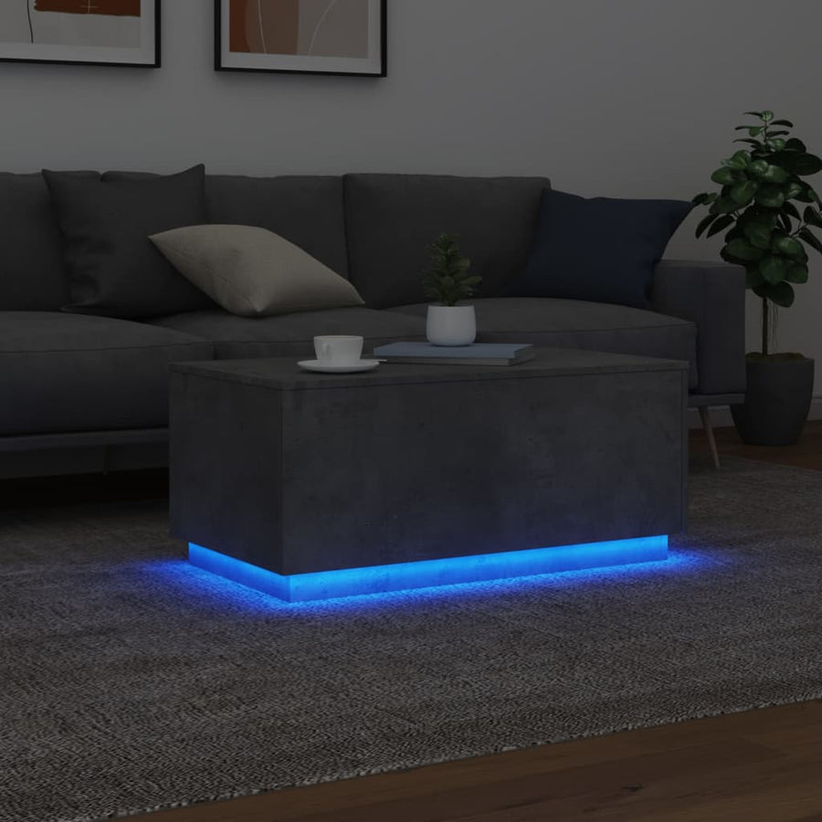 Salontafel met LED-verlichting 90x50x40 cm betongrijs Betongrijs