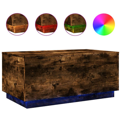 Salontafel met LED-verlichting 90x50x40 cm gerookt eikenkleurig