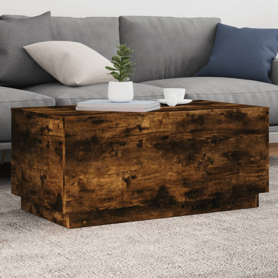 Salontafel met LED-verlichting 90x50x40 cm gerookt eikenkleurig