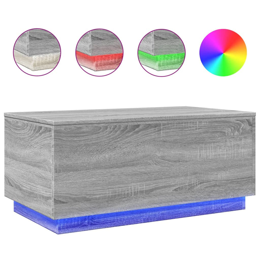Salontafel met LED-verlichting 90x50x40 cm grijs sonoma eiken Grijs sonoma