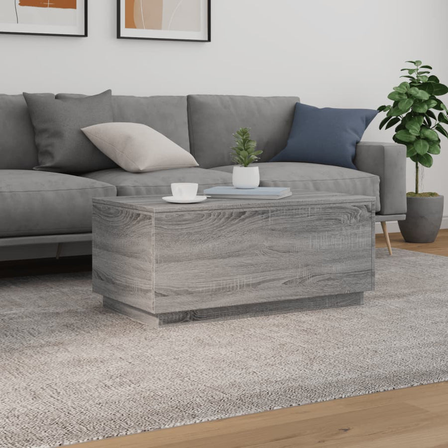 Salontafel met LED-verlichting 90x50x40 cm grijs sonoma eiken Grijs sonoma