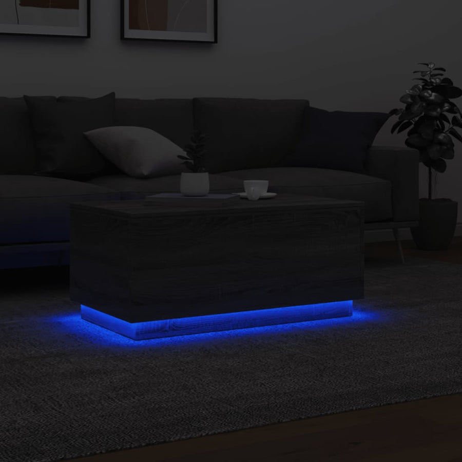 Salontafel met LED-verlichting 90x50x40 cm grijs sonoma eiken Grijs sonoma