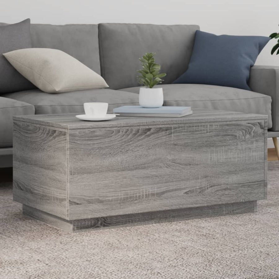 Salontafel met LED-verlichting 90x50x40 cm grijs sonoma eiken Grijs sonoma