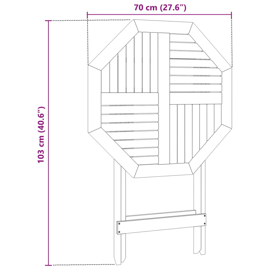 Tuintafel inklapbaar Ø70x75 cm massief acaciahout