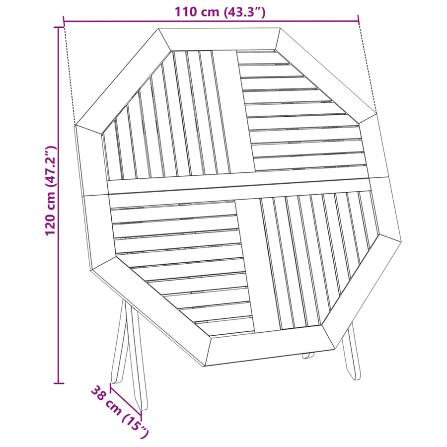 Tuintafel inklapbaar Ø110x75 cm massief acaciahout