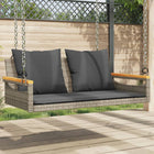 Rocking bench with cushions 109x62x40 cm poly rattan grey