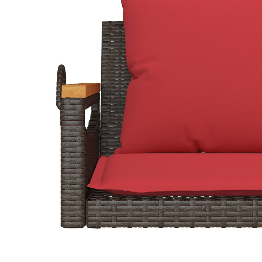 Schommelbank met kussens 109x62x40 cm poly rattan bruin