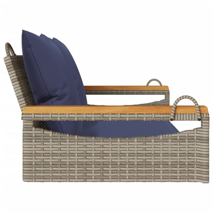 Schommelbank met kussens 109x62x40 cm poly rattan grijs
