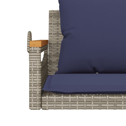 Schommelbank met kussens 109x62x40 cm poly rattan grijs