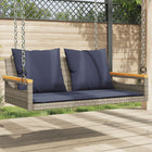 Rocking bench with cushions 109x62x40 cm poly rattan grey