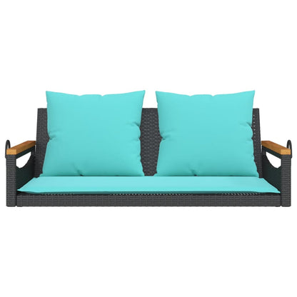 Schommelbank met kussens 109x62x40 cm poly rattan zwart