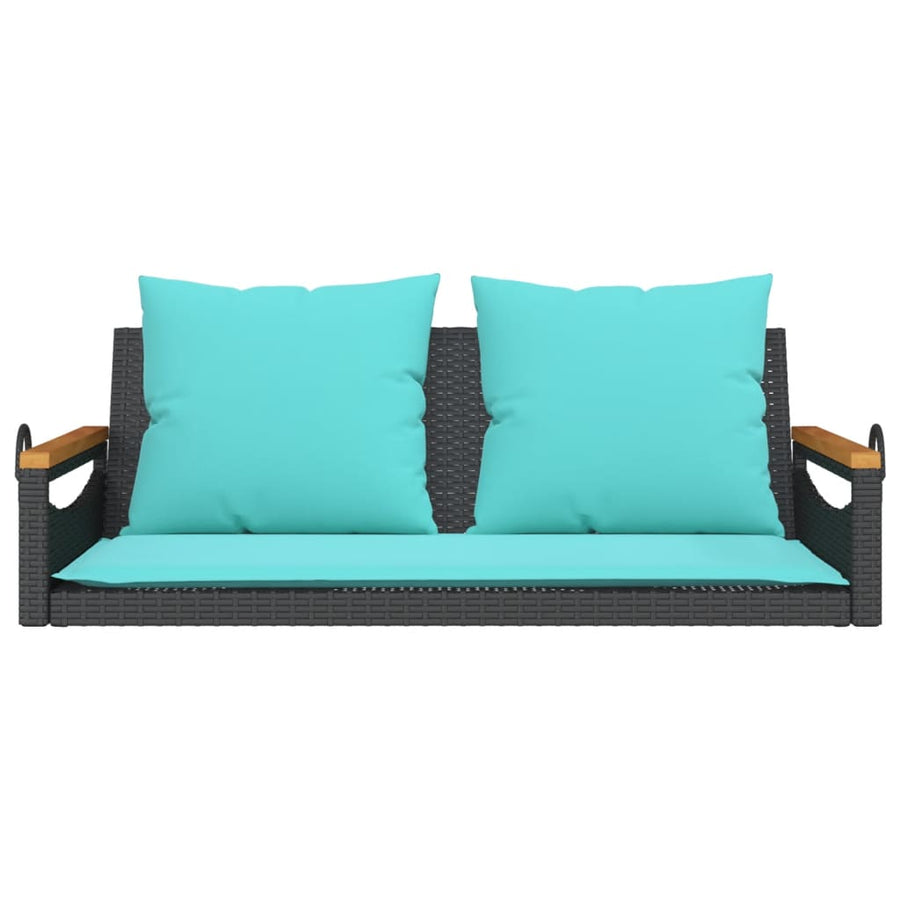 Schommelbank met kussens 109x62x40 cm poly rattan zwart