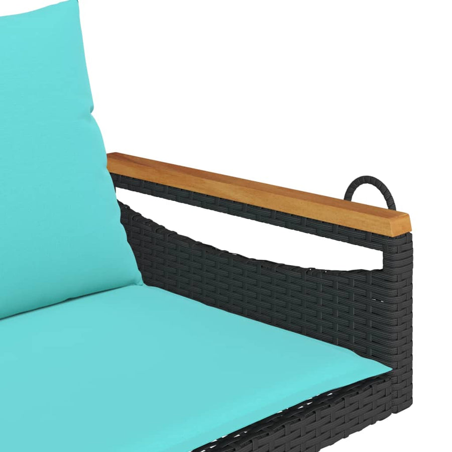 Schommelbank met kussens 109x62x40 cm poly rattan zwart