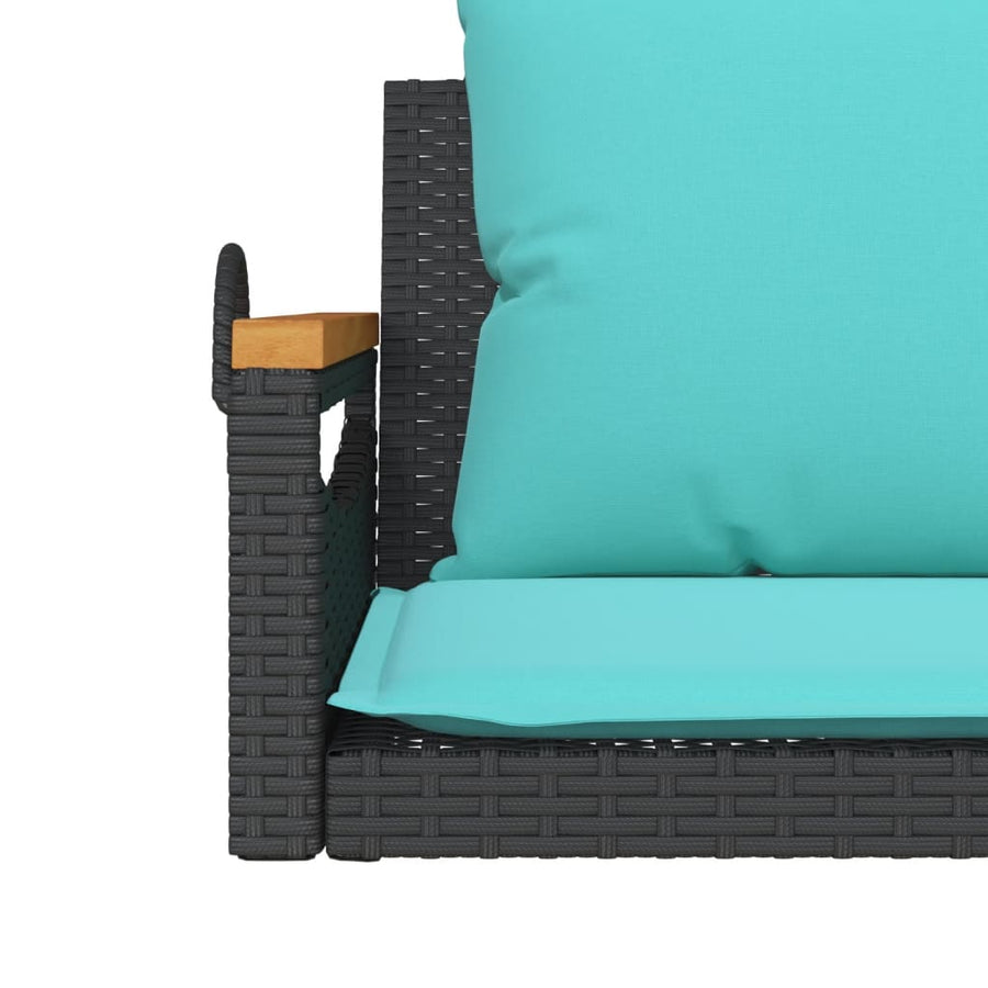 Schommelbank met kussens 109x62x40 cm poly rattan zwart