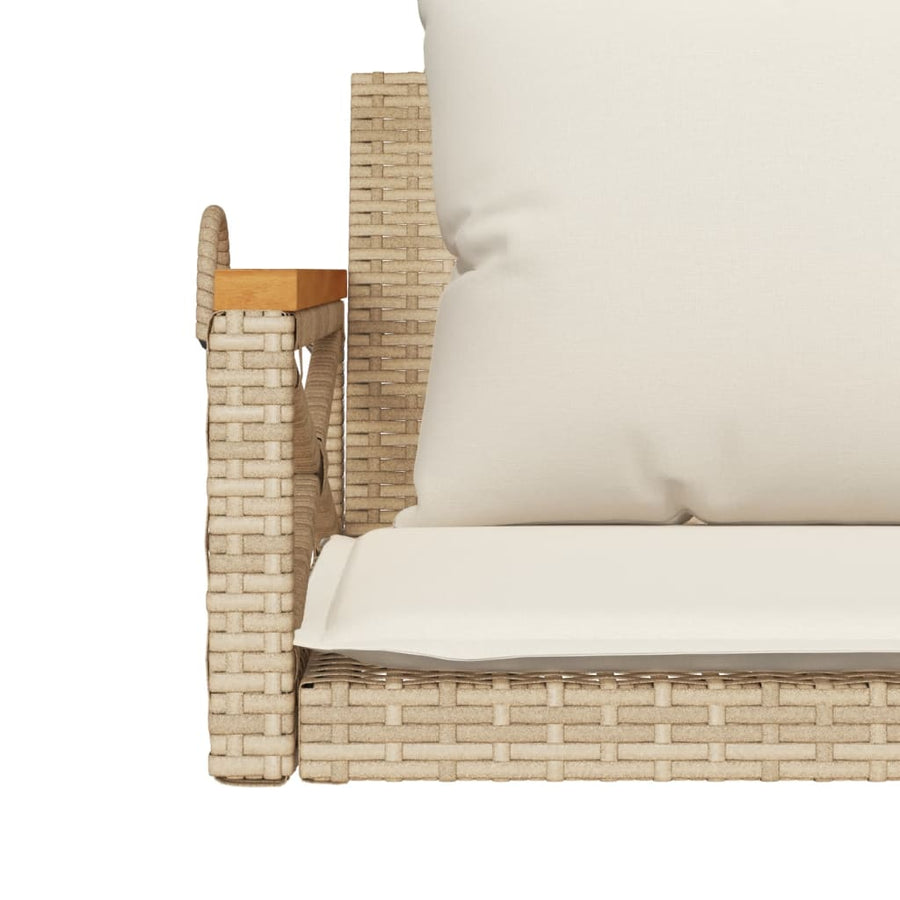 Schommelbank met kussens 109x62x40 cm poly rattan beige