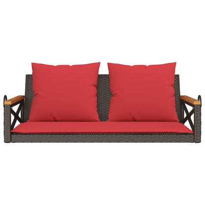 Schommelbank met kussens 109x62x40 cm poly rattan bruin