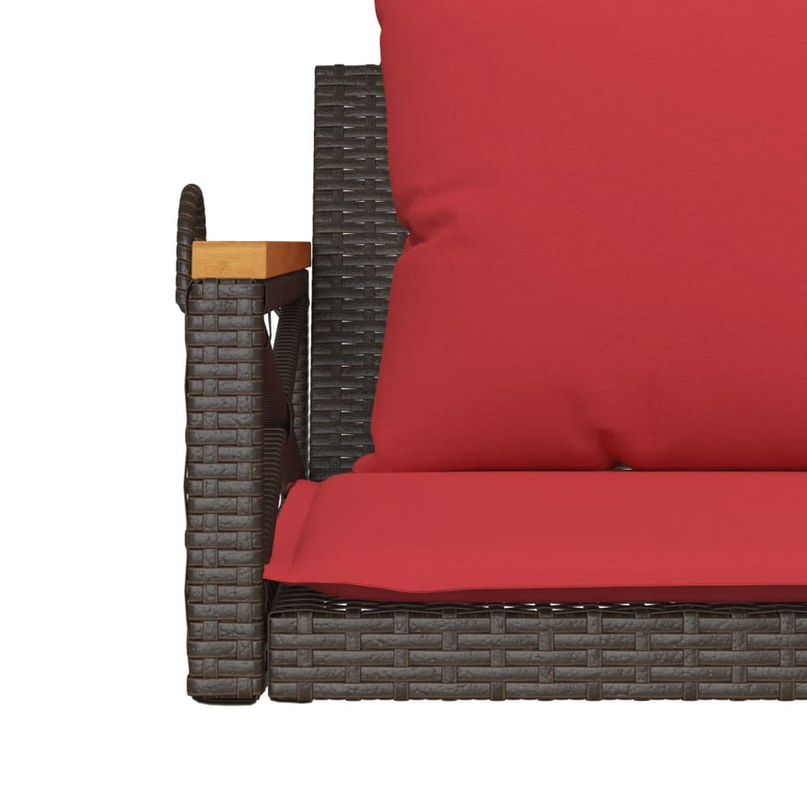 Schommelbank met kussens 109x62x40 cm poly rattan bruin