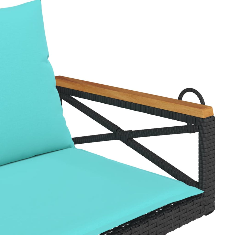 Schommelbank met kussens 109x62x40 cm poly rattan zwart