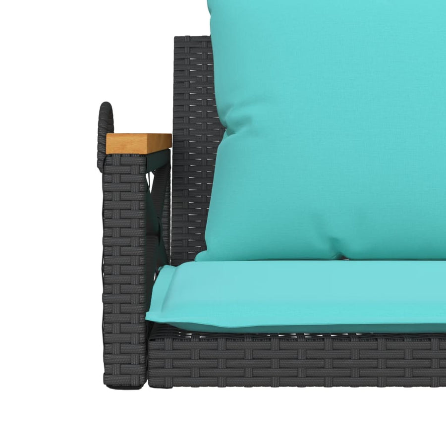 Schommelbank met kussens 109x62x40 cm poly rattan zwart