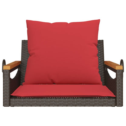 Schommelbank met kussens 63x62x40 cm poly rattan bruin