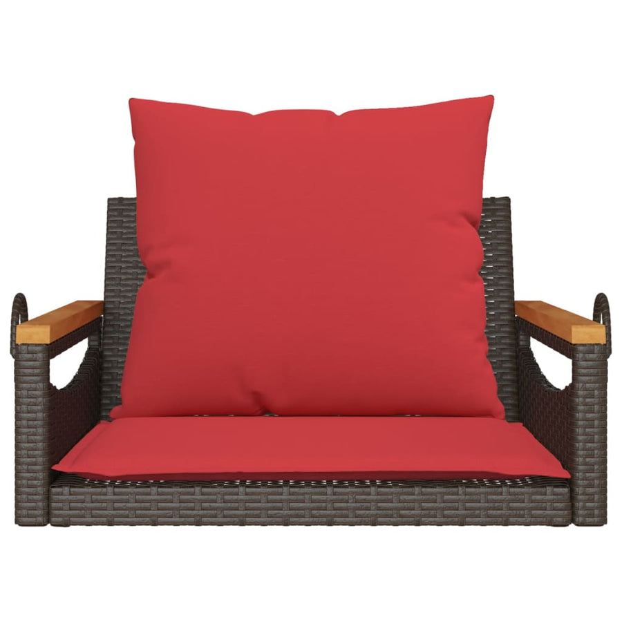 Schommelbank met kussens 63x62x40 cm poly rattan bruin