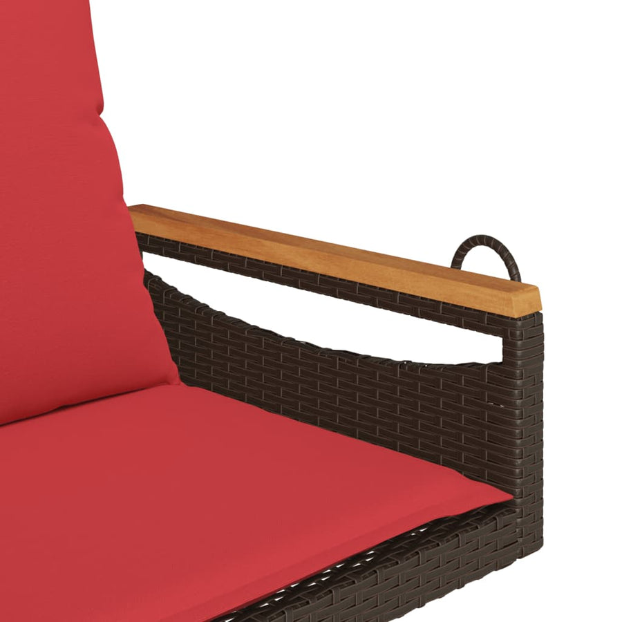 Schommelbank met kussens 63x62x40 cm poly rattan bruin