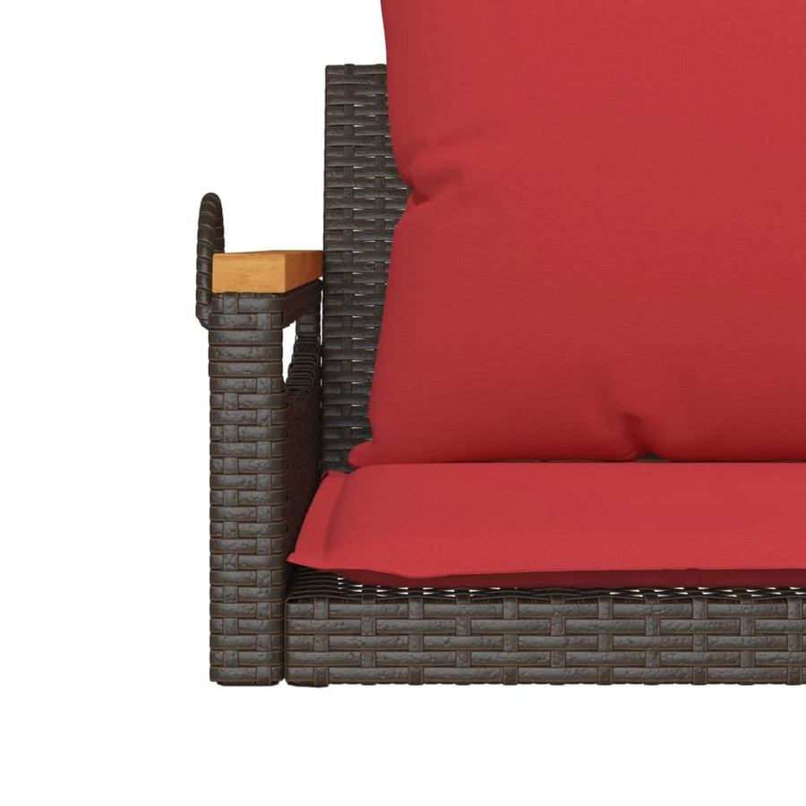 Schommelbank met kussens 63x62x40 cm poly rattan bruin