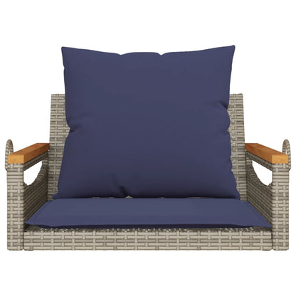 Schommelbank met kussens 63x62x40 cm poly rattan grijs
