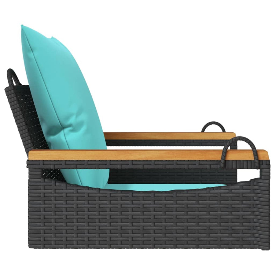 Schommelbank met kussens 63x62x40 cm poly rattan zwart