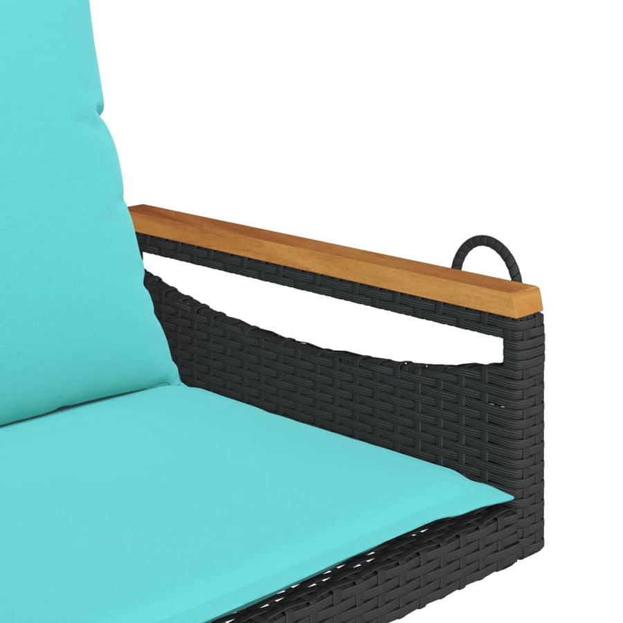 Schommelbank met kussens 63x62x40 cm poly rattan zwart