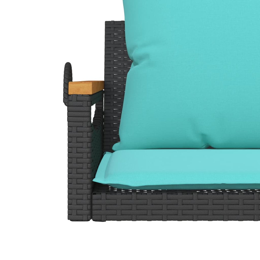 Schommelbank met kussens 63x62x40 cm poly rattan zwart