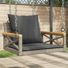 Rocking bench with cushions 63x62x40 cm poly rattan grey