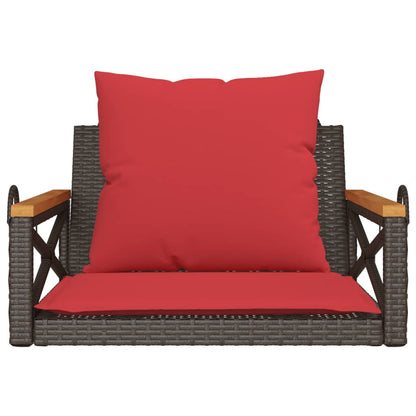 Schommelbank met kussens 63x62x40 cm poly rattan bruin