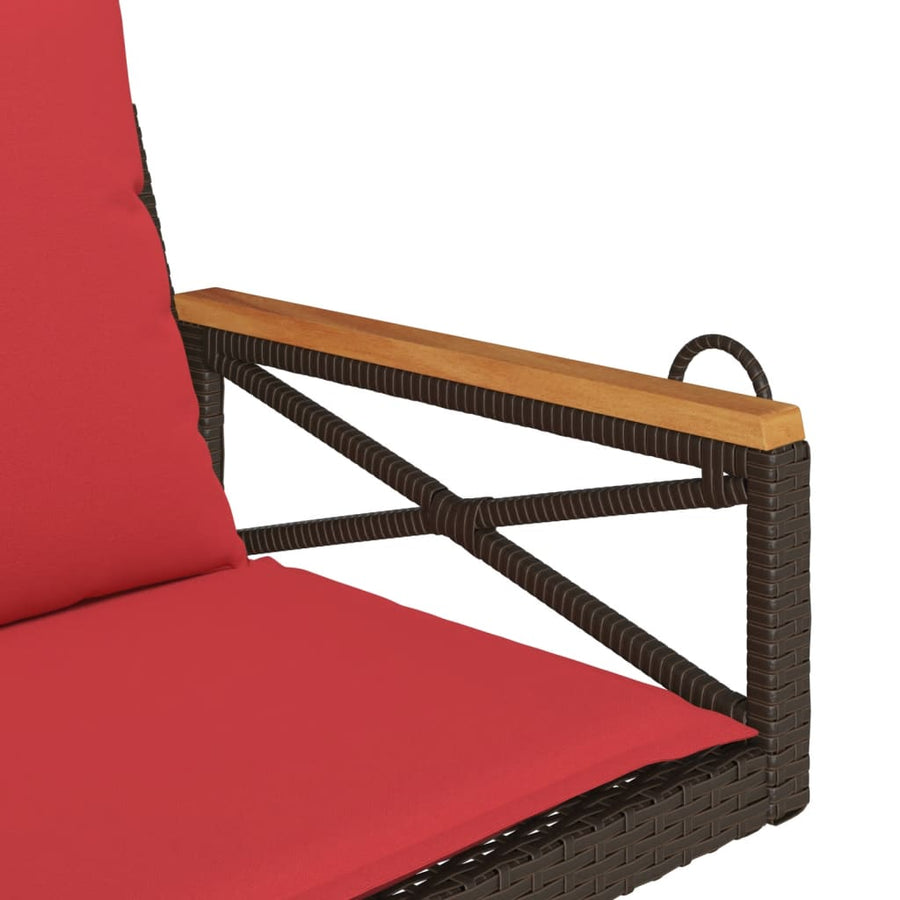 Schommelbank met kussens 63x62x40 cm poly rattan bruin