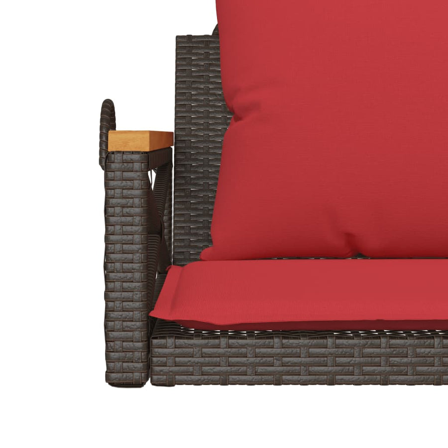 Schommelbank met kussens 63x62x40 cm poly rattan bruin