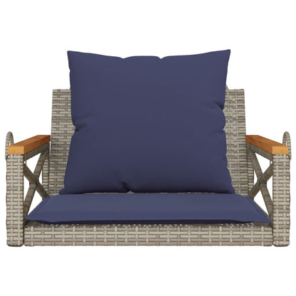 Schommelbank met kussens 63x62x40 cm poly rattan grijs