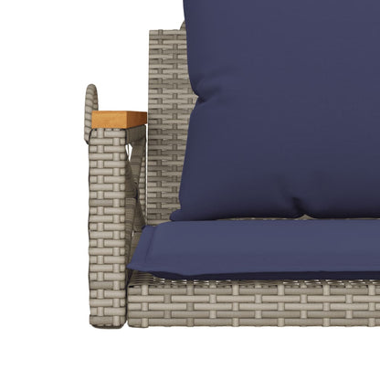 Schommelbank met kussens 63x62x40 cm poly rattan grijs
