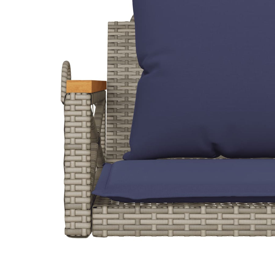 Schommelbank met kussens 63x62x40 cm poly rattan grijs