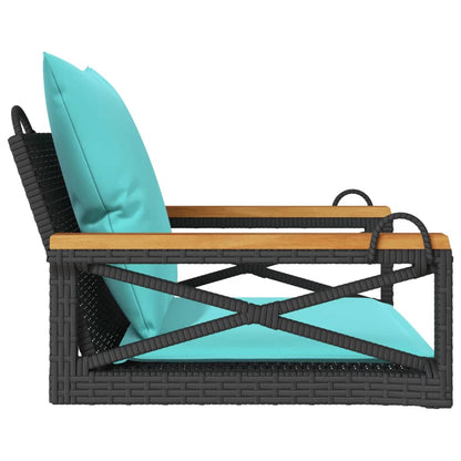 Schommelbank met kussens 63x62x40 cm poly rattan zwart