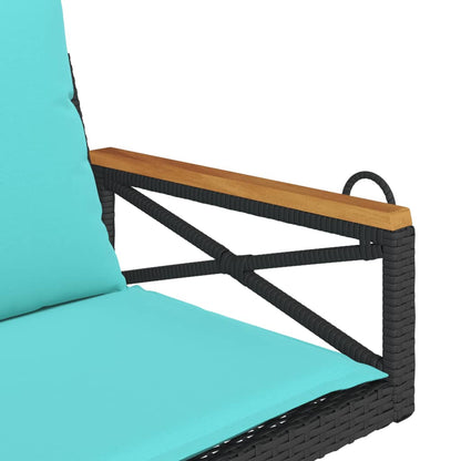 Schommelbank met kussens 63x62x40 cm poly rattan zwart
