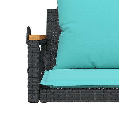 Schommelbank met kussens 63x62x40 cm poly rattan zwart