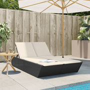Ligbed 2-persoons poly rattan zwart 118x200 cm