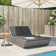 Ligbed 2-persoons poly rattan grijs 118x200 cm