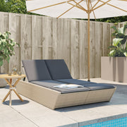 Ligbed 2-persoons poly rattan beige 118x200 cm