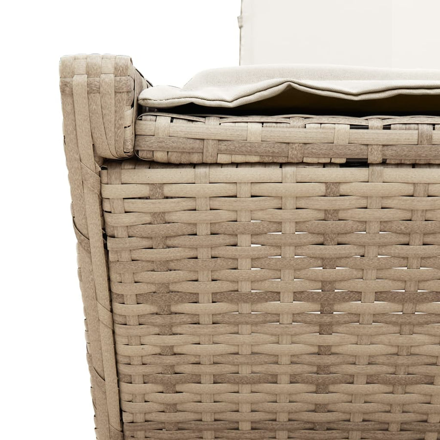 Ligbed 2-persoons met kussens poly rattan beige