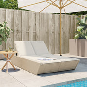 Ligbed 2-persoons poly rattan beige 118x200 cm