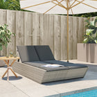 Ligbed 2-persoons poly rattan lichtgrijs 118x200 cm